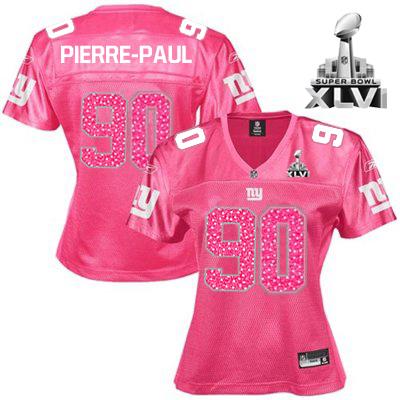 Giants #90 Jason Pierre-Paul Red Women's Sweetheart Super Bowl XLVI Stitched NFL Jersey